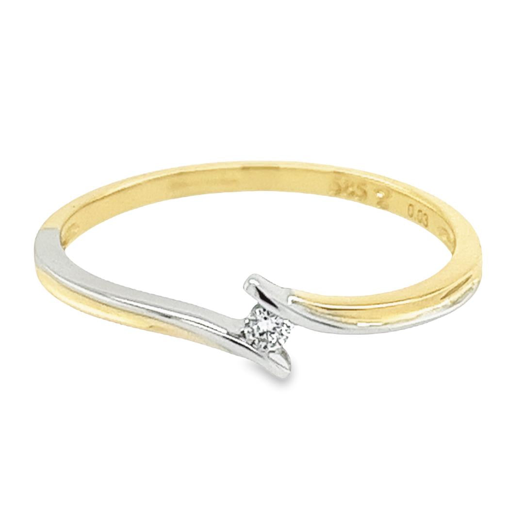 Bicolor gouden ring met Diamant 0,03 karaat GRE1534