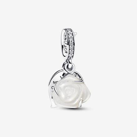 White Rose in Bloom Double Dangle Charm 793200C01