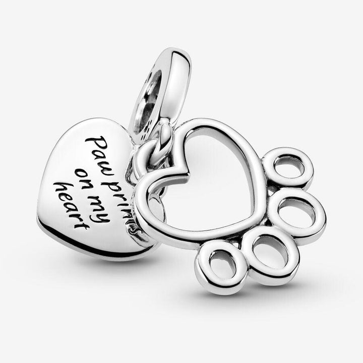 Paw print and heart sterling 799360C00