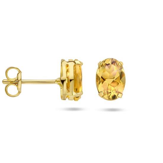 14 kt oorbellen Madeira Citrien 6x4 mm