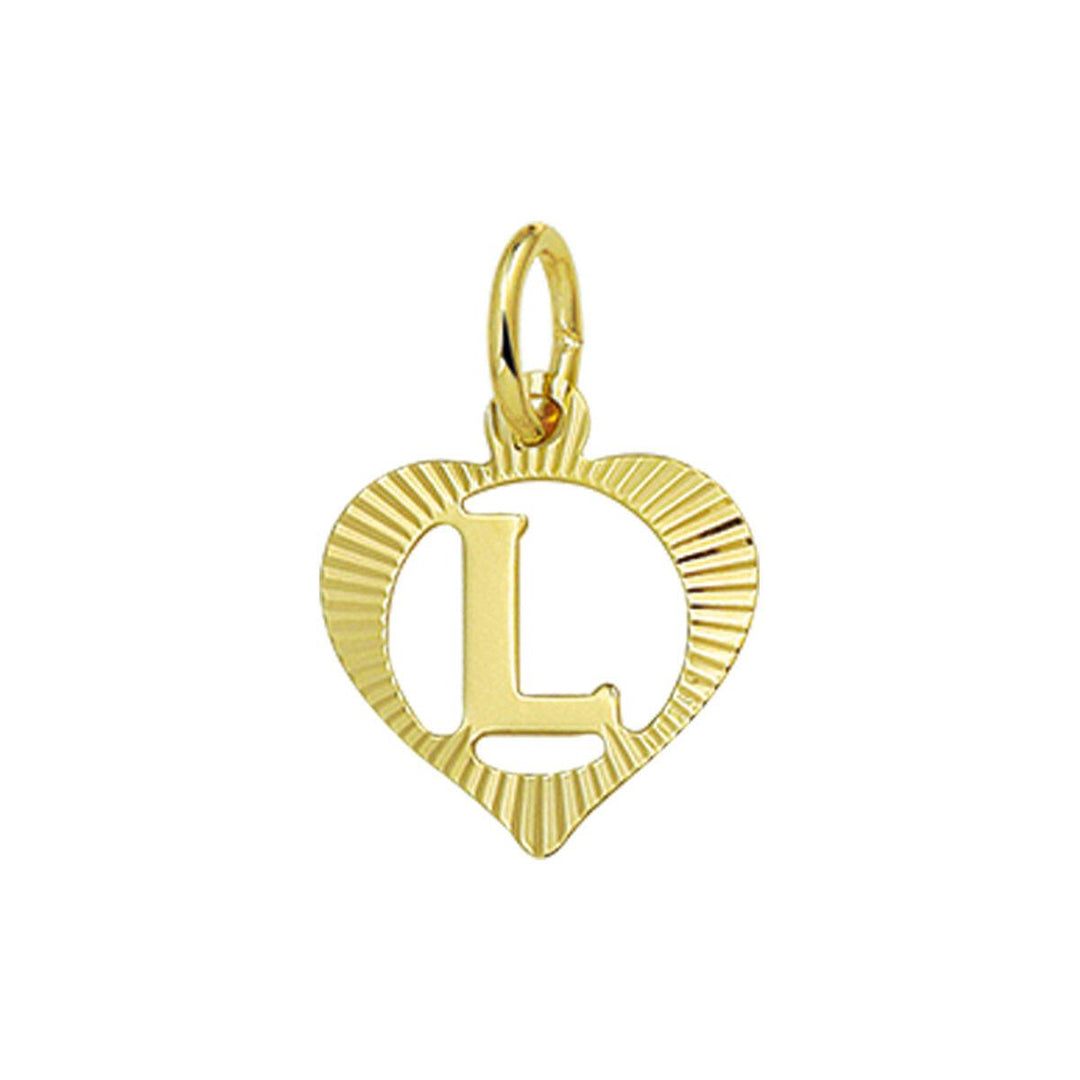14 kt hart hanger letter L