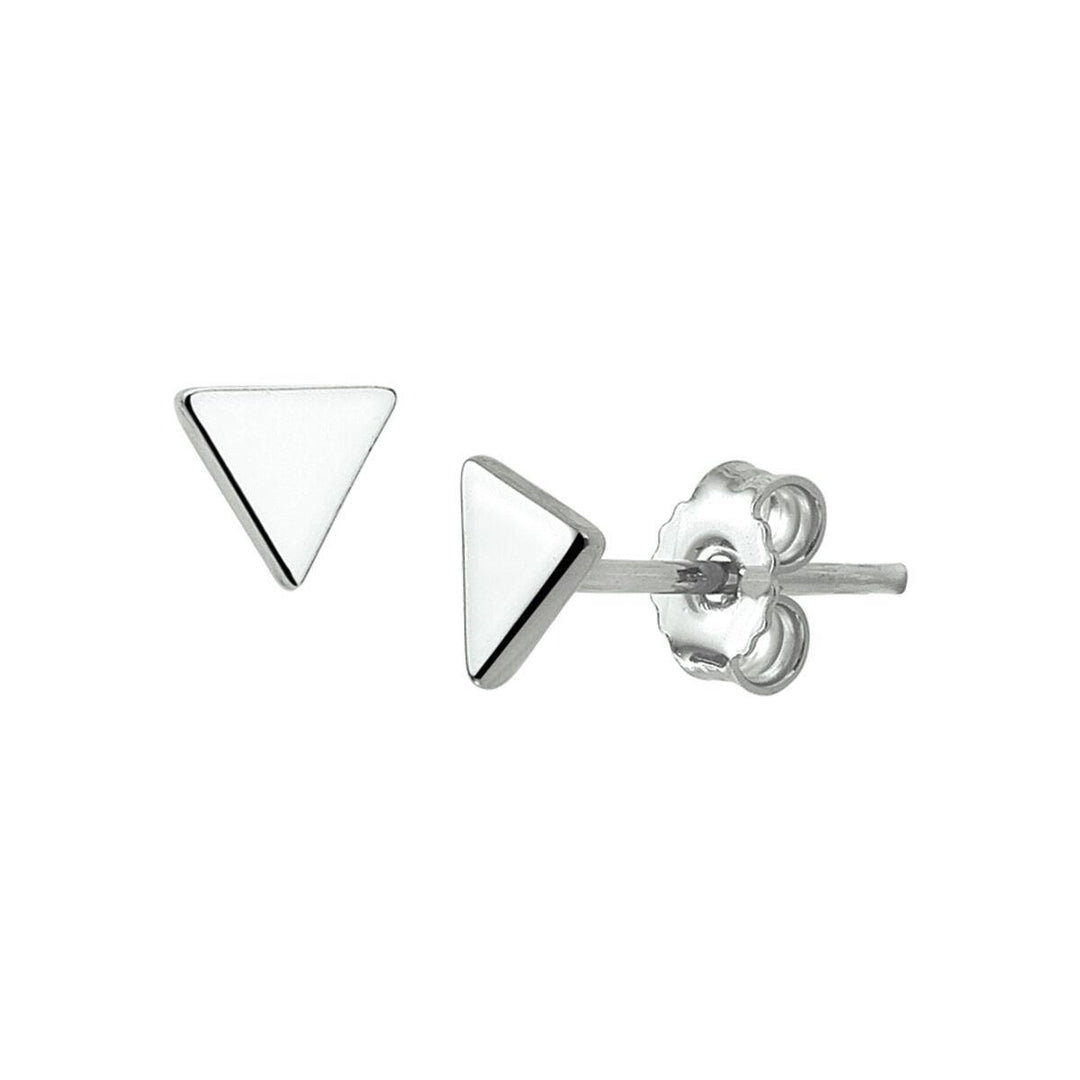 Zilver gerhodineerde oorknoppen driehoek van 5.5 x