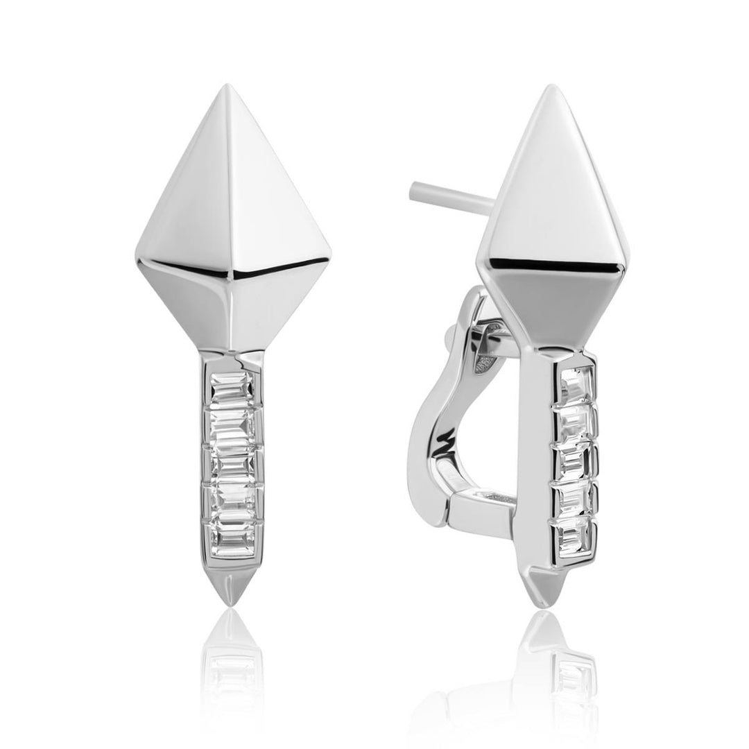 Earrings | Polished Pyramid White CZ - Silver EAS2