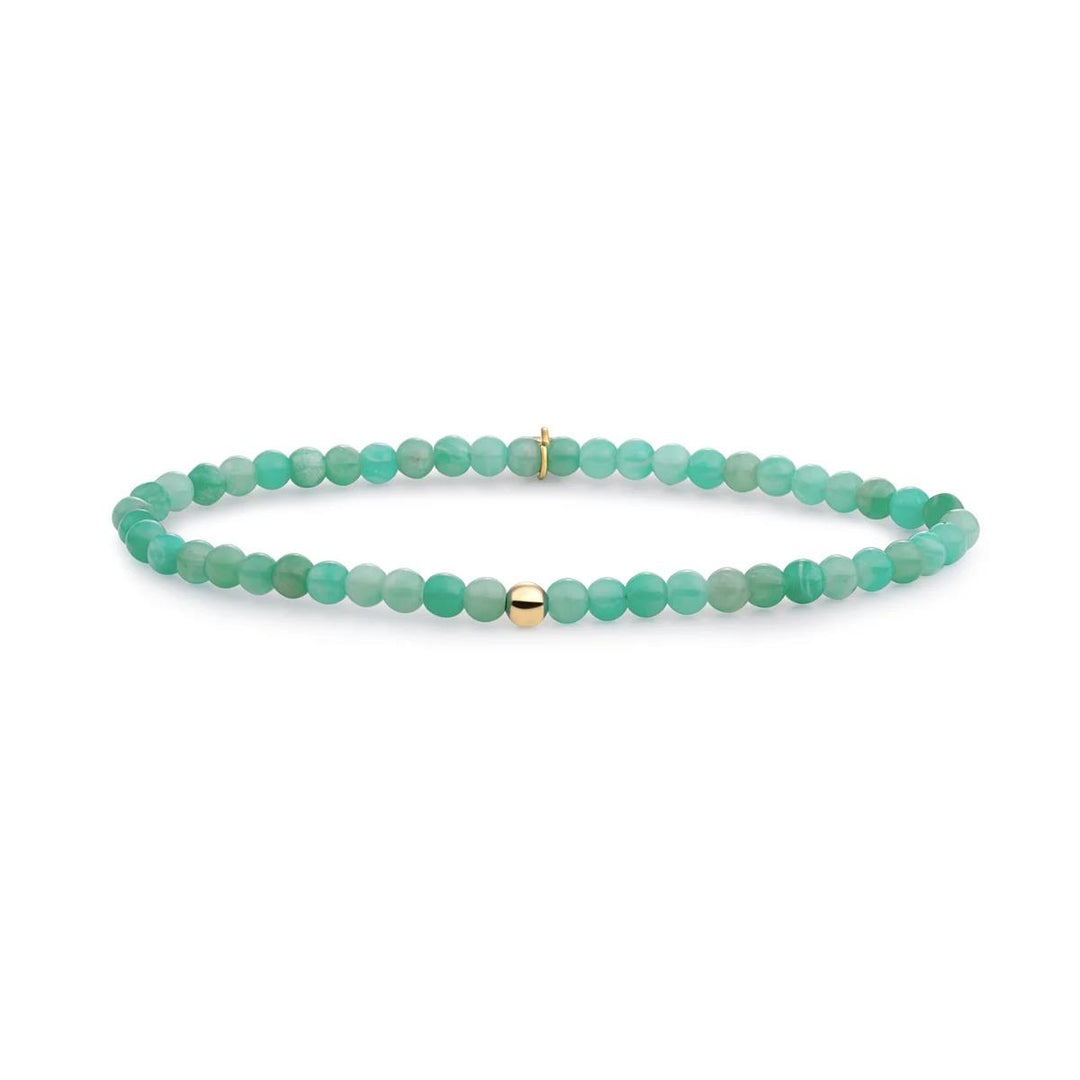 Bracelet | Rich Green Amazonite Saturn small - Gold 4mm SBG-GEM57-ADD-4MM