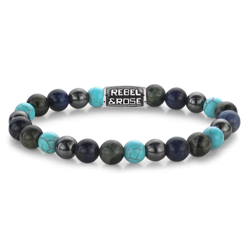 Rebel and Rose Blue Nights Vintage 8mm RR-80108-V-M Armband 17,5cm