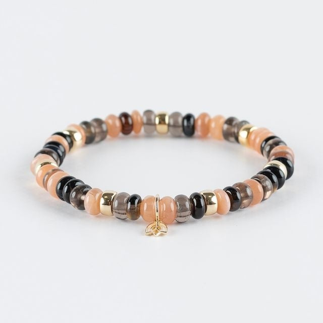 Y&G Jewelry Armband met Maansteen theekwarts rookkwarts en 14 Karaats Goud - YG-SP0040
