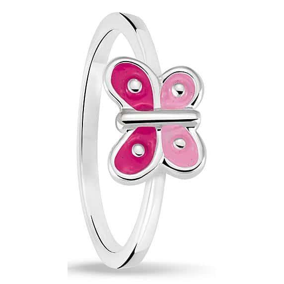 zilveren ring emaille vlinder roze 579.011.44