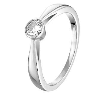 zilveren ring solitaire Zirkonia 4 mm