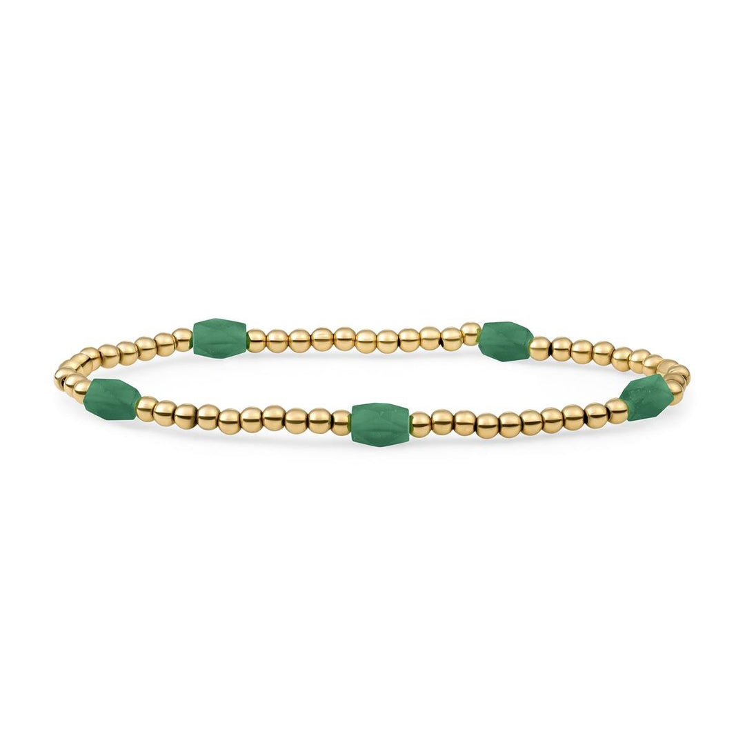 Bracelet | Green Onyx 3mm Reverse Edge Mix | gold plated SB-G-3MM-BAR-G53