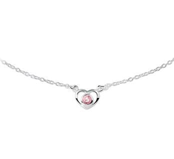 Zilveren Collier met hanger hart zirkonia