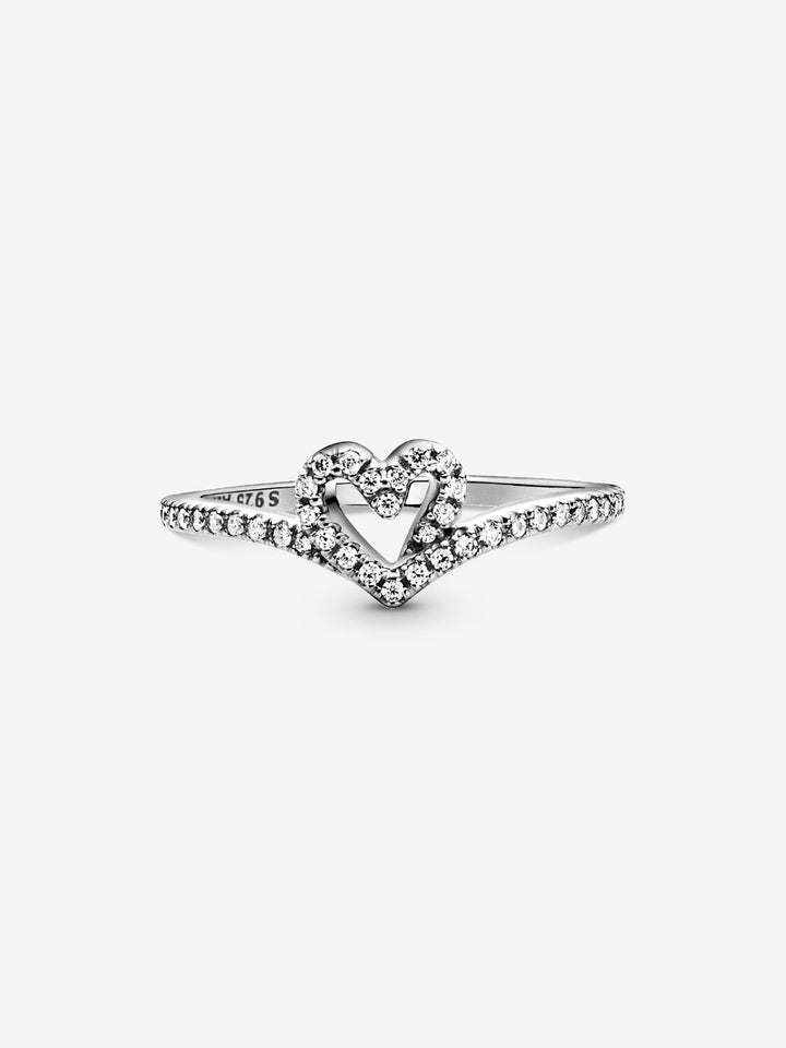 Pandora Sparkling Wishbone Hart Ring 199302C01