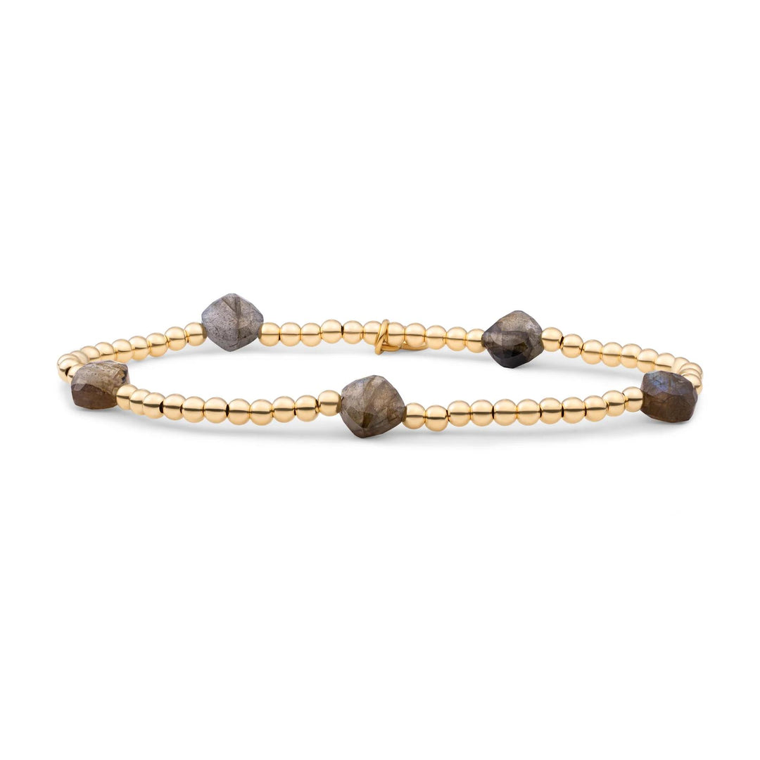 Bracelet | Labradorite Cushion Cut Beads - Gold SB-G-3MM-CC-G18