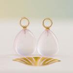 14 kt oorhangers 14x12x9 mm Rozekwarts X02KOL