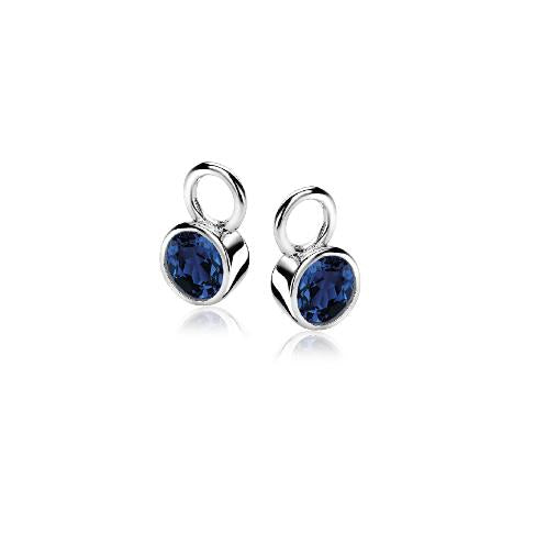 zilveren oorbedels 7mm rond donkerblauw ZICH1486DB