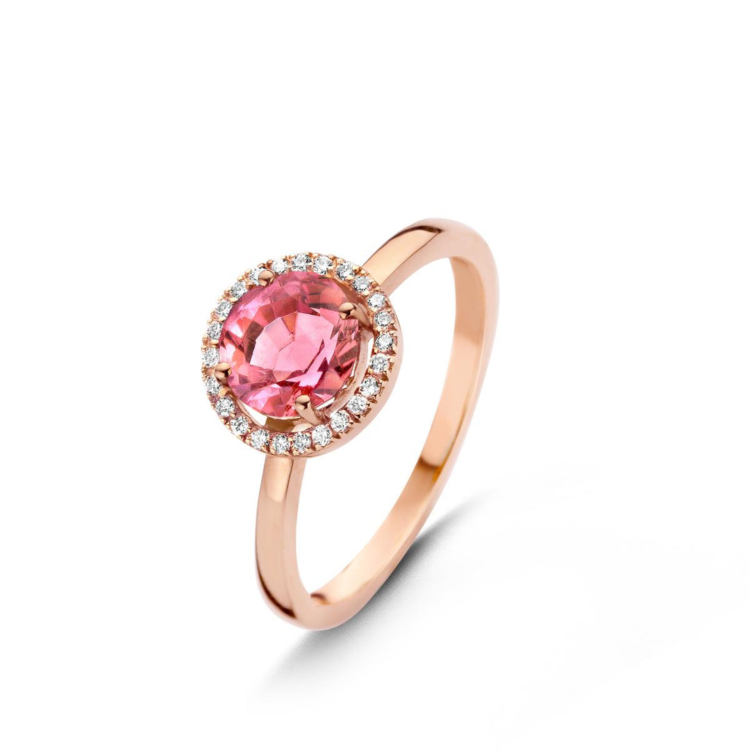 Etna ring 18Kt rosé goud roze toermalijn diamant 050505RA