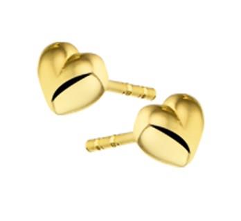 14 kt Geelgouden oorknoppen met een hart.