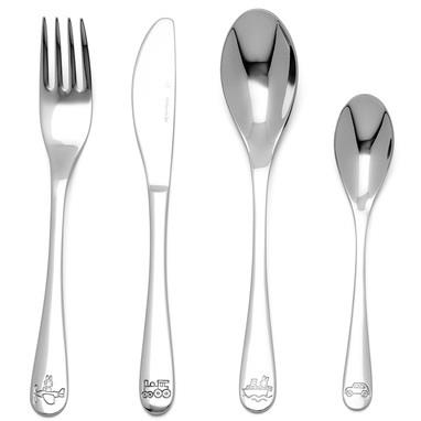 ZILVERSTAD 4255070 KINDERBESTEK NIJNTJE VOERTUIGEN 4-DELIG RV-STAAL ZILVERKLEURIG