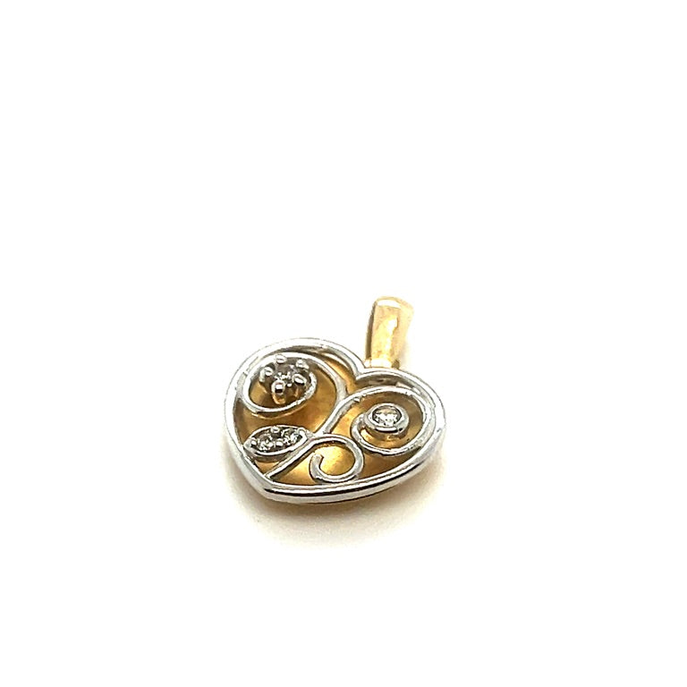 14 kt bicolor hanger hart openwork & zirkonia