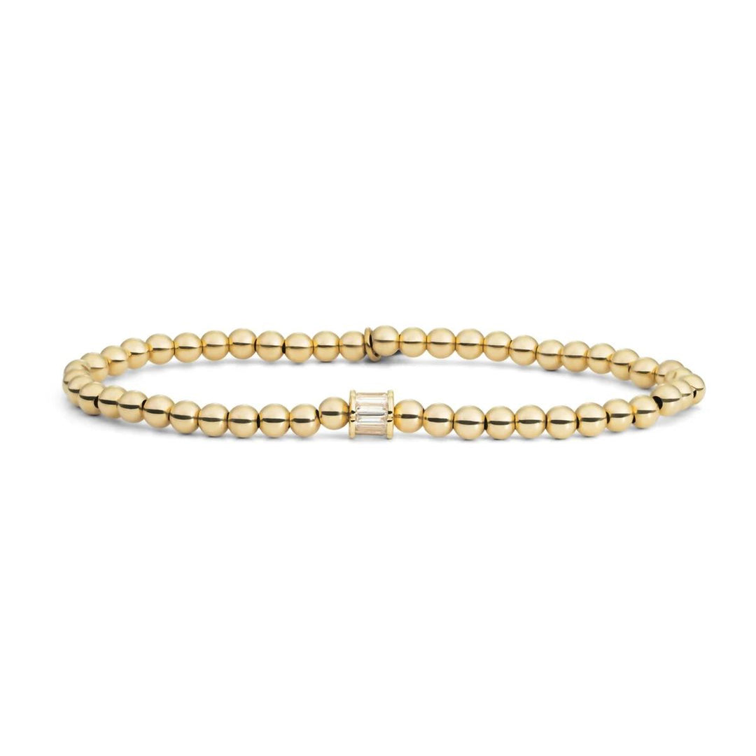 Baguette Cylinder White CZ - Gold SB-G-4MM-BA