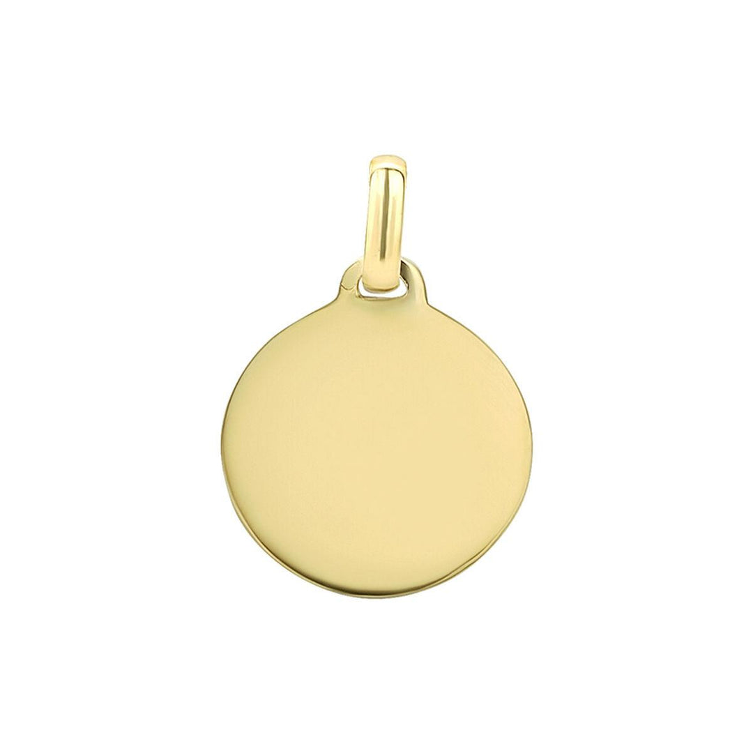 14 kt geelgouden graveerhanger rond 14,5 mm