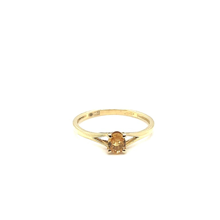 14 kt geelgouden ring met ovale gele Saffier
