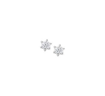 Zilveren oorstekers ster met zirkonia 6 mm