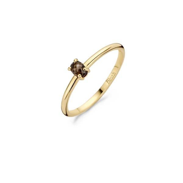 Ring 1204YSQ - Geelgoud met Smokey Quartz (14Krt.)