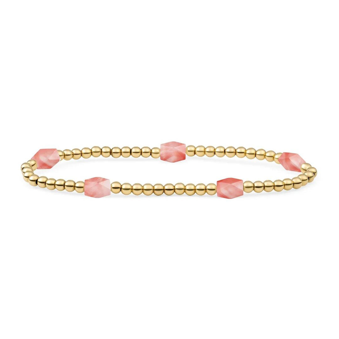 Bracelet | Cherry Quartz 3mm Reverse Edge Mix | gold plated