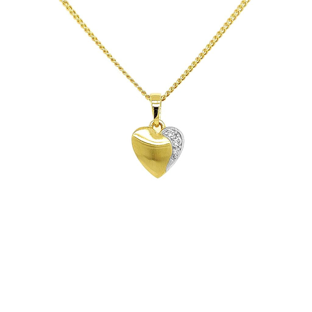 14 KT Geelgouden hanger Hart met Zirkonia stenen