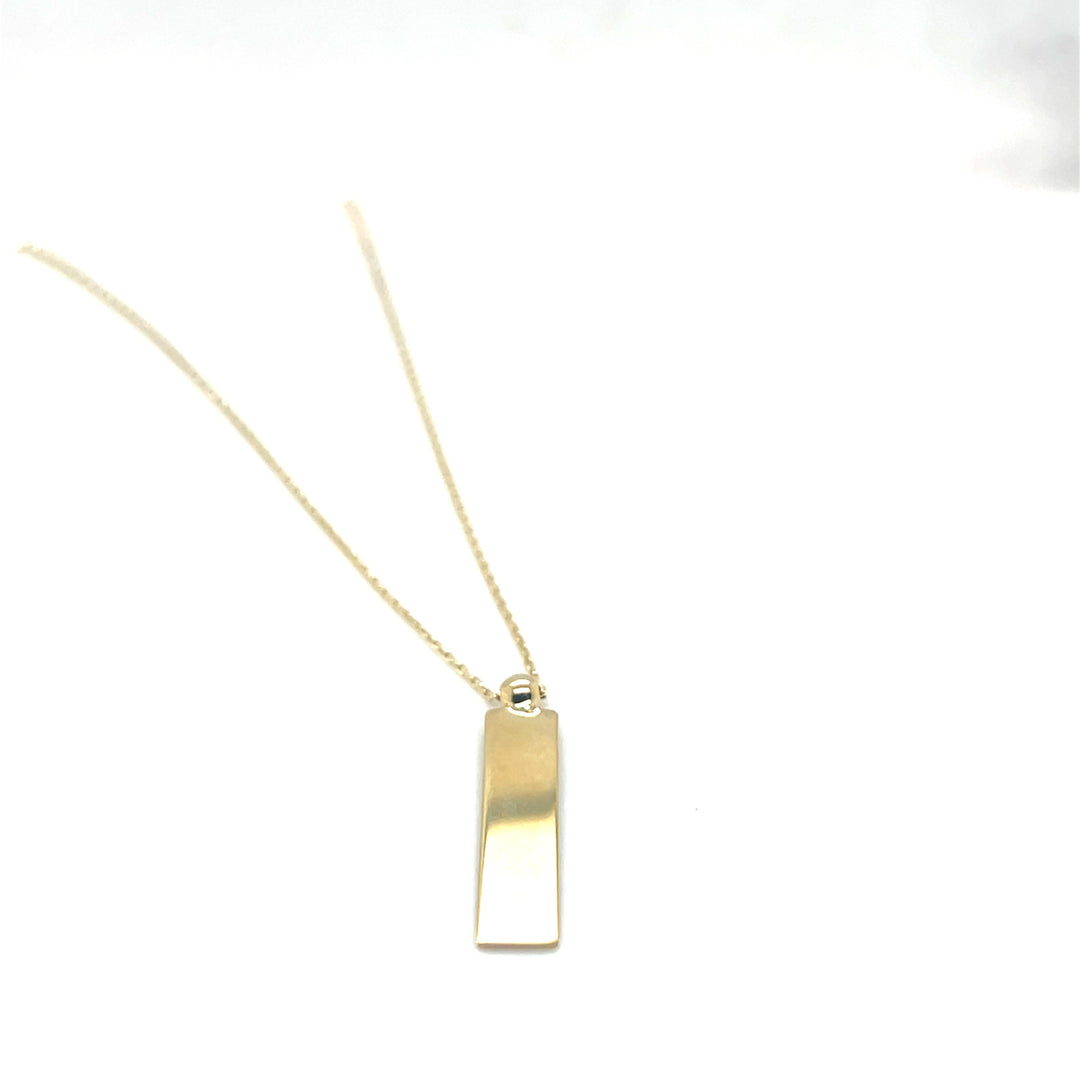 14 kt geelgouden collier met plaat/ Bar hanger.