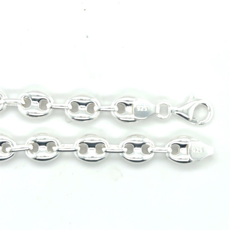 Zilveren Massieve Armband Koffieboon Schakel 8 mm – 19 cm
