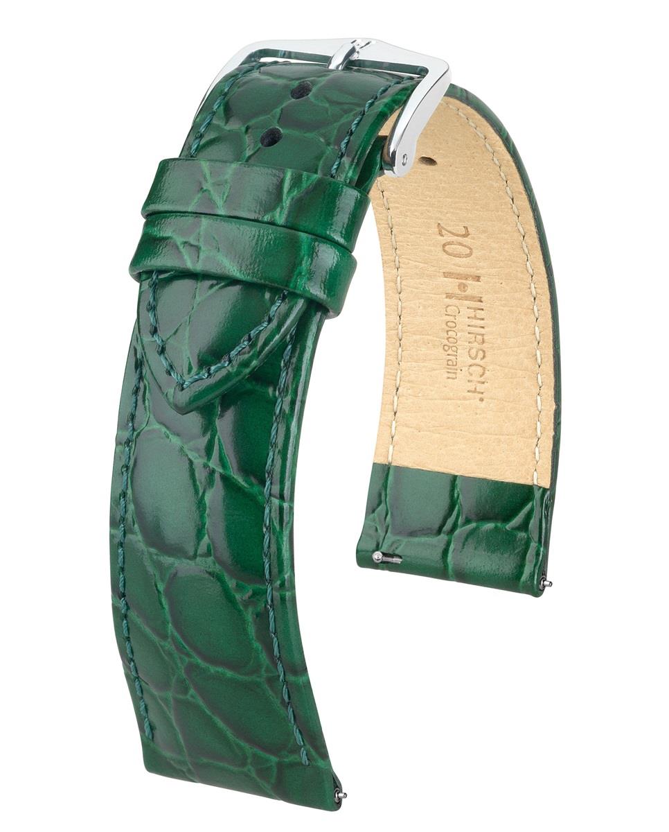 HIRSCH CROCOGRAIN M GREEN CALF 18/16MM
