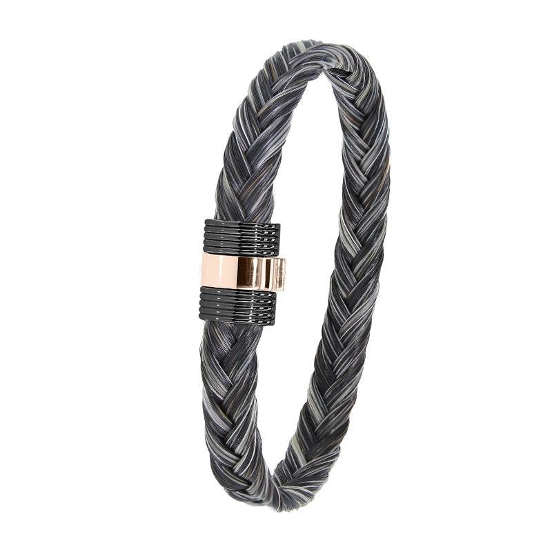 Albanu Armband grijs paardenhaar staal/roségoud 607N CH GC OR
