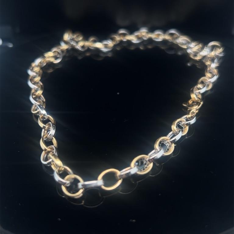 14 kt bicolor anker armband 18,5 cm