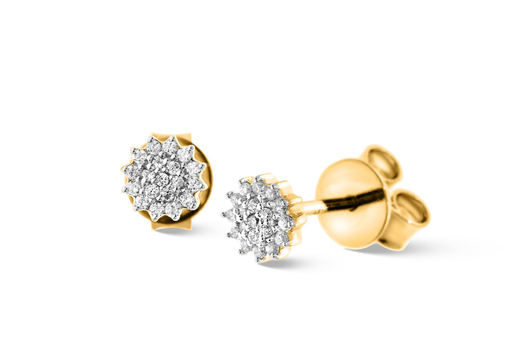 14k geelgouden oorstekers met diamant in ster vorm