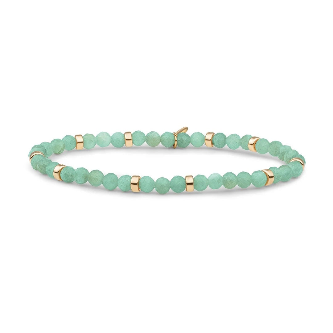 Bracelet | Rich Green Amazonite Roundel Interstellar - Gold SBG-GEM57-MIX-RDL