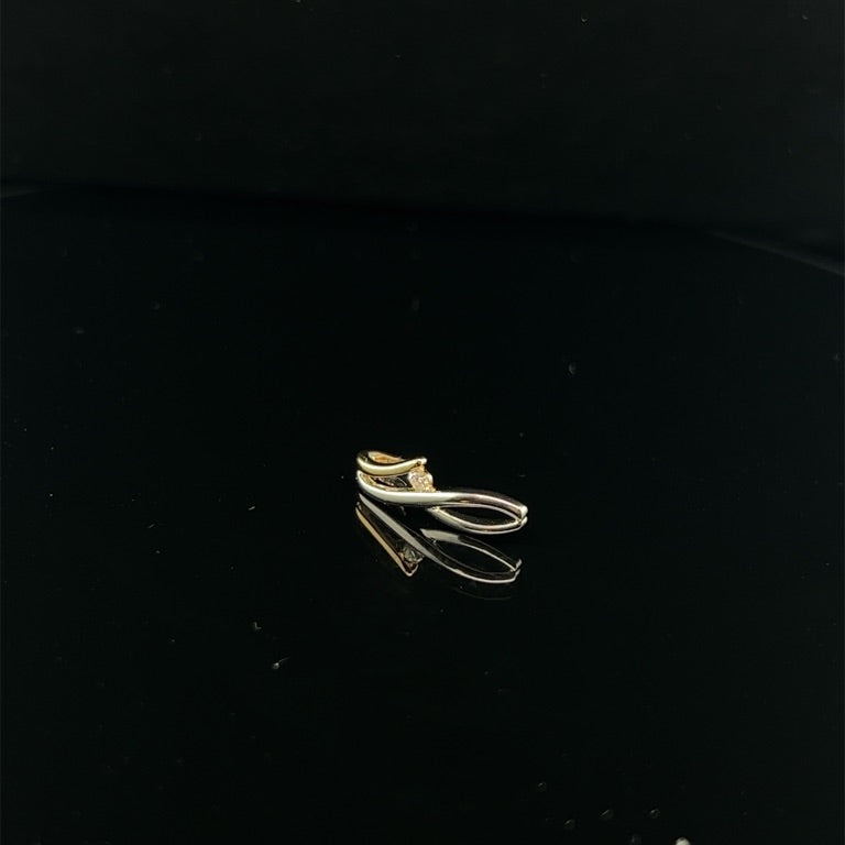 14 kt hanger bicolor diamant 0.03crt W/Si