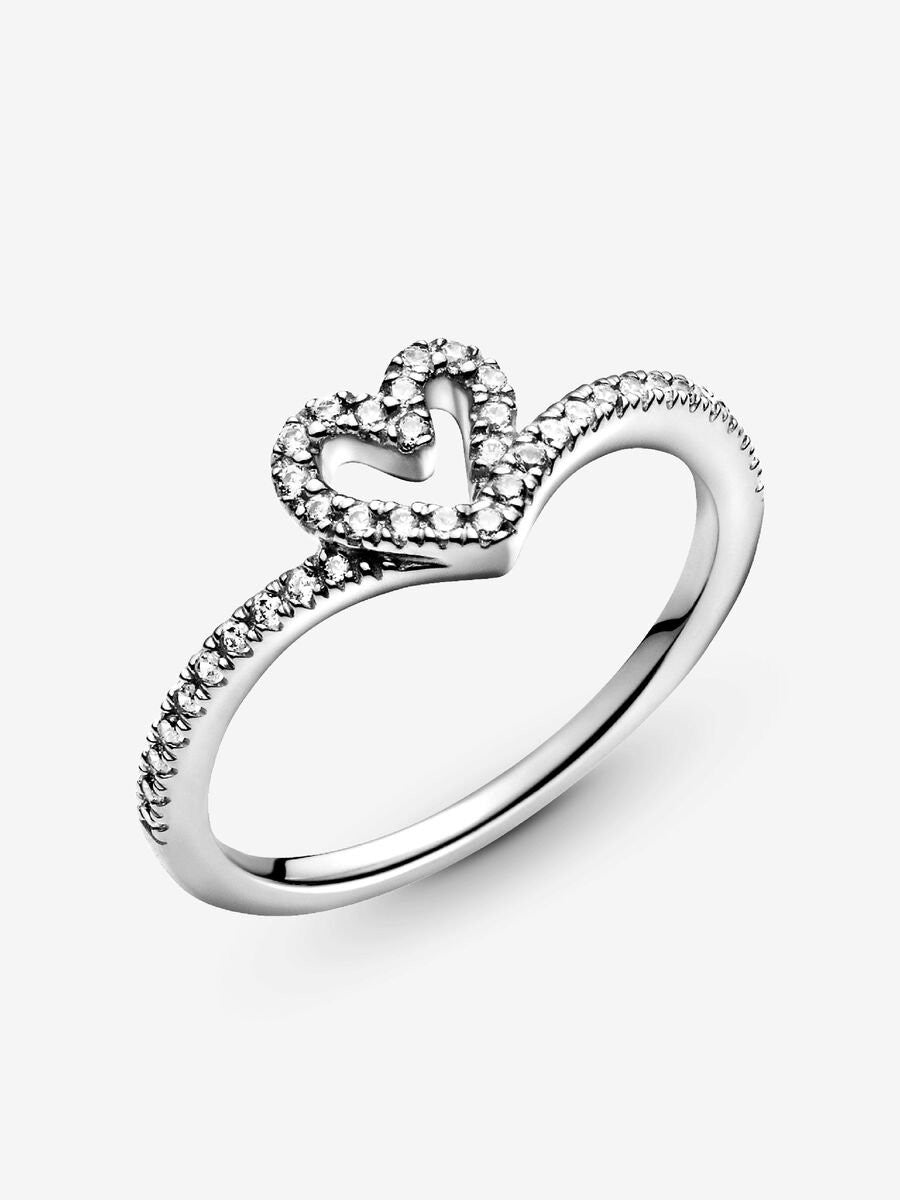 Pandora Sparkling Wishbone Hart Ring 199302C01