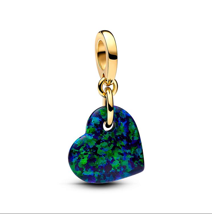 Opalescent Green Heart Dangle Charm 763348C01