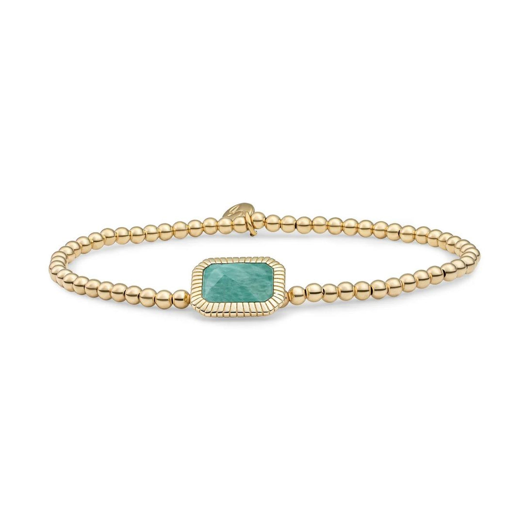 Bracelet | Gold - Rich Green Amazonite Baguette SB-G-3MM-BAG57