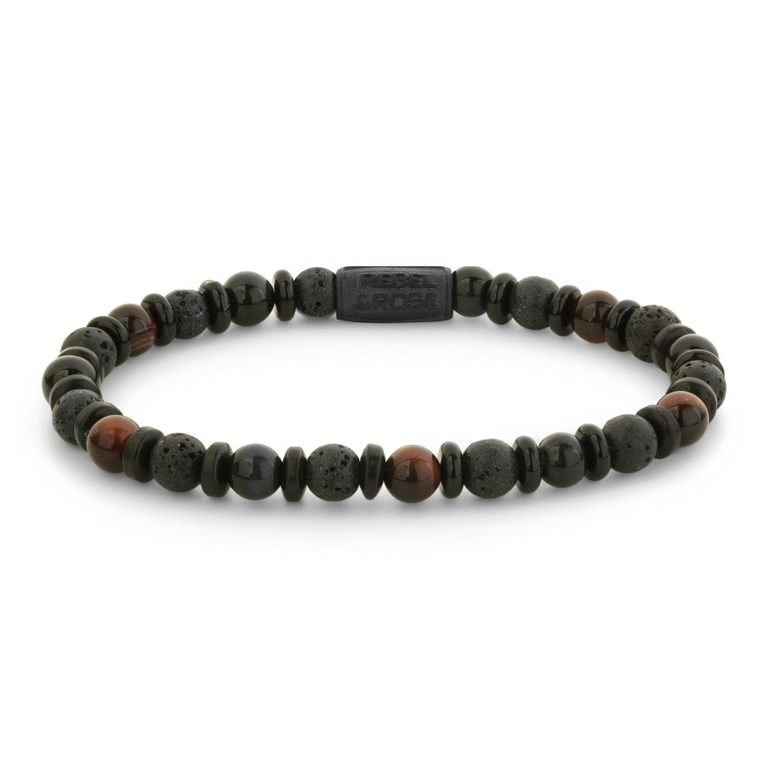 Rebel & Rose – Black Series Variations Mix Black 6 mm Armband RR-60147-B-M