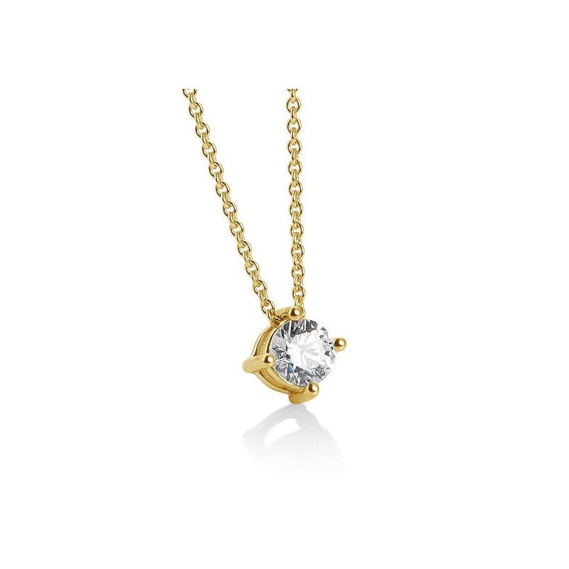 14 kt collier met solitair hanger 0.50 Ct H-Si