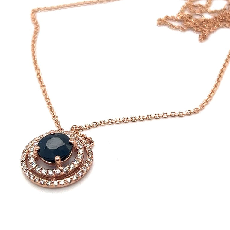 18 kt collier rose saffier&Diamant 1.06ct/ 0.29ct