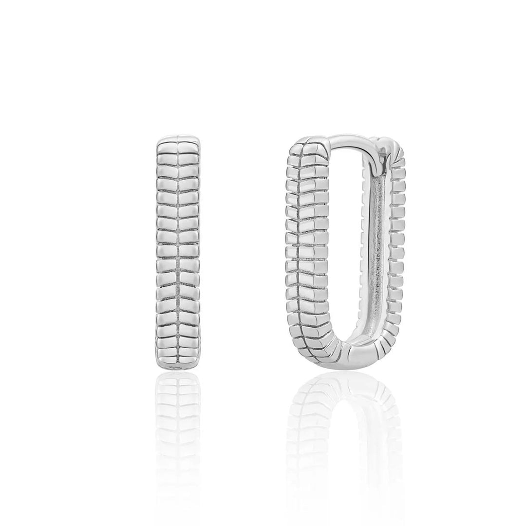 Earrings | Square Huggies Horizonal Lines - EAS25