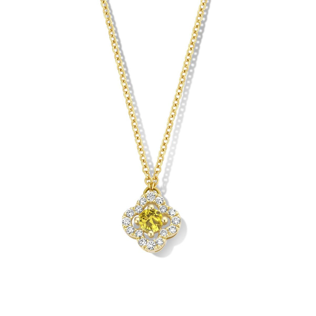 Salina Halsketting in 18 Karaat Geelgoud met Gele Saffier en Diamanten – Model 062386JA