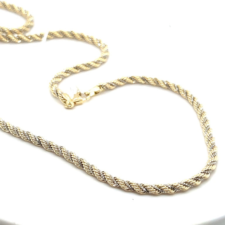 14 kt koord armband bicolor 3.3 mm 19 cm