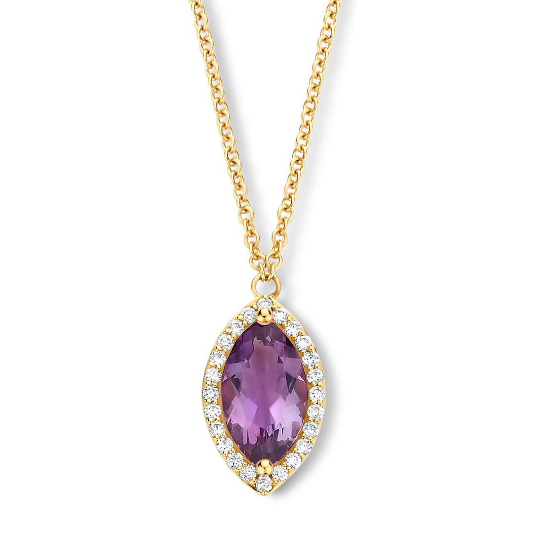Etna halsketting in 18 Kt geel goud met amethyst en Diamant 065176BA