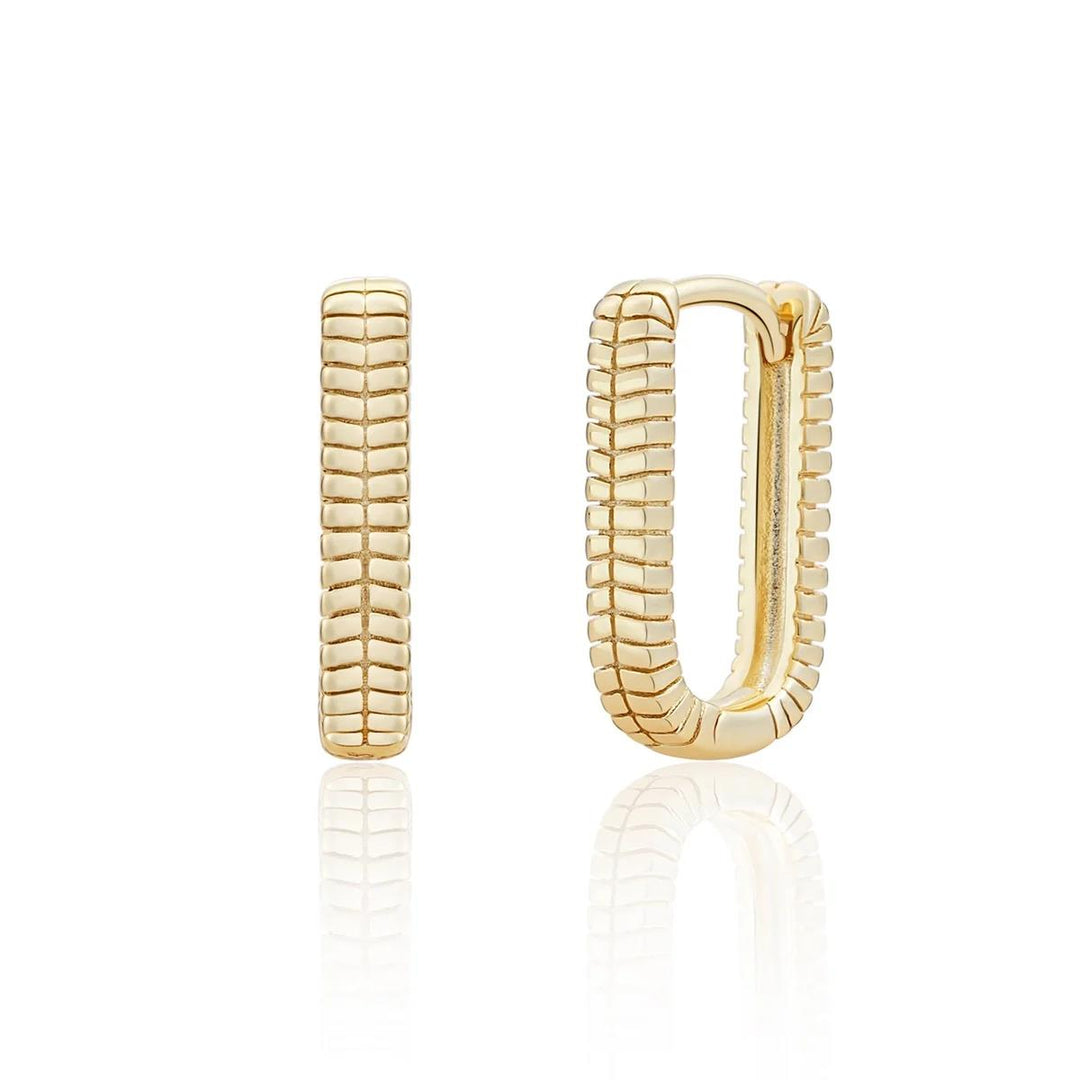 Square Huggies Horizonal Lines - Gold EAG25