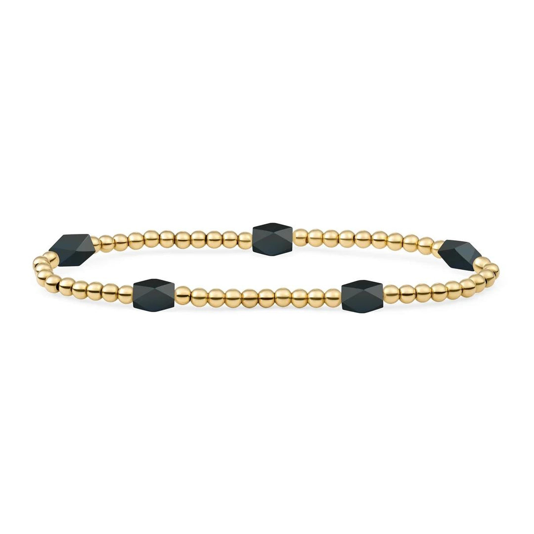 Bracelet | Onyx 3mm Reverse Edge Mix | gold plated