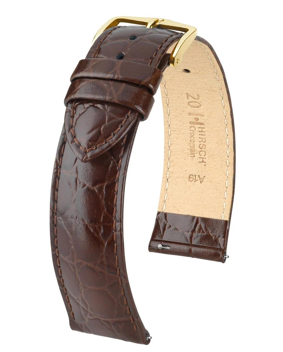 HIRSCH CROCOGRAIN M BROWN CALF 14/12MM